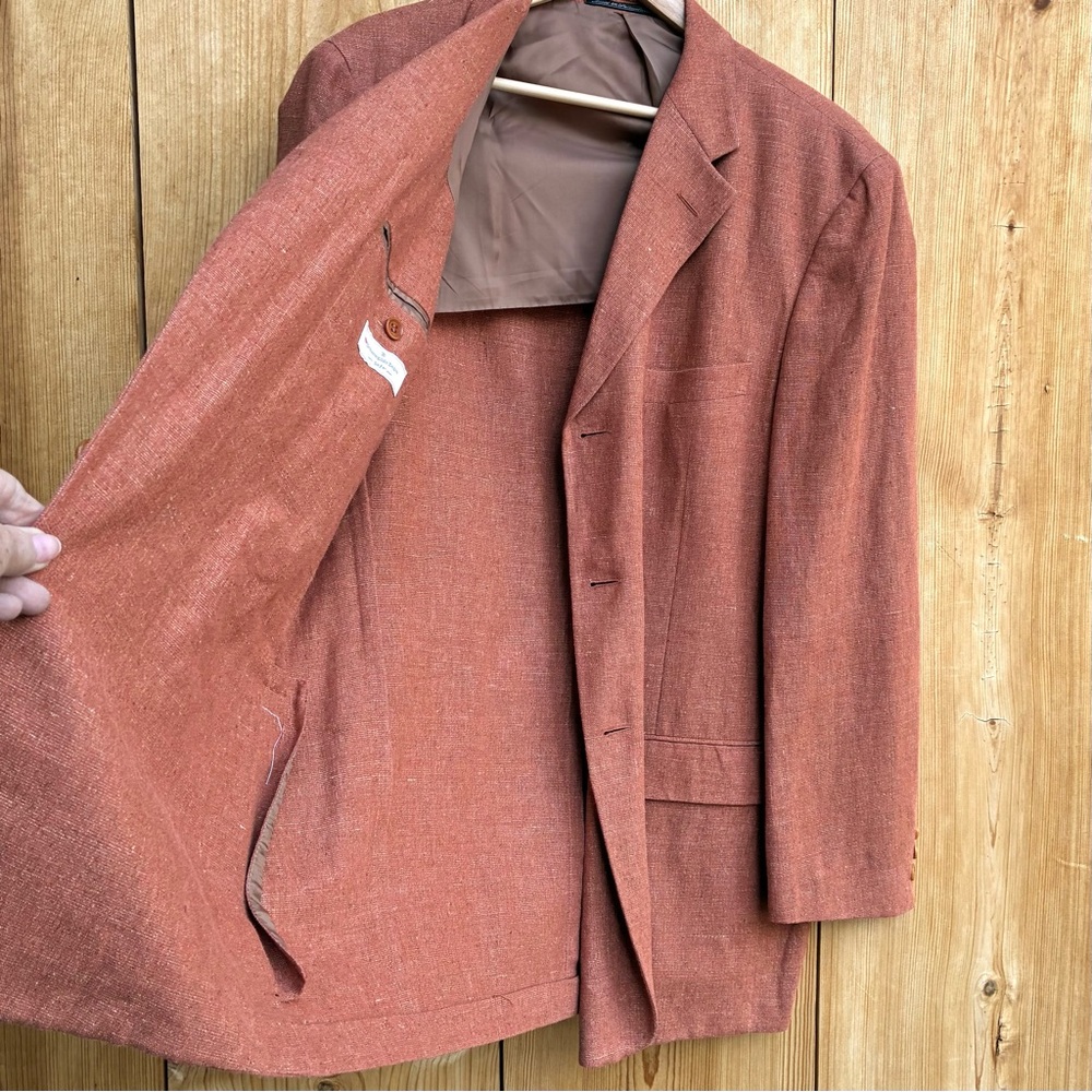 Ermenegildo Zegna Terracotta Linen Silk Sport Coat Blazer Sz 44R - Picture 10 of 11